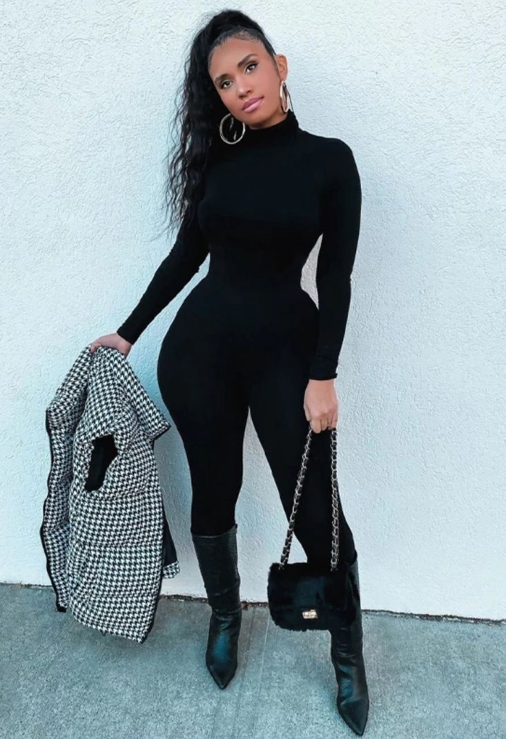 Anabel Black Sexy Female Jumpsuit Suit