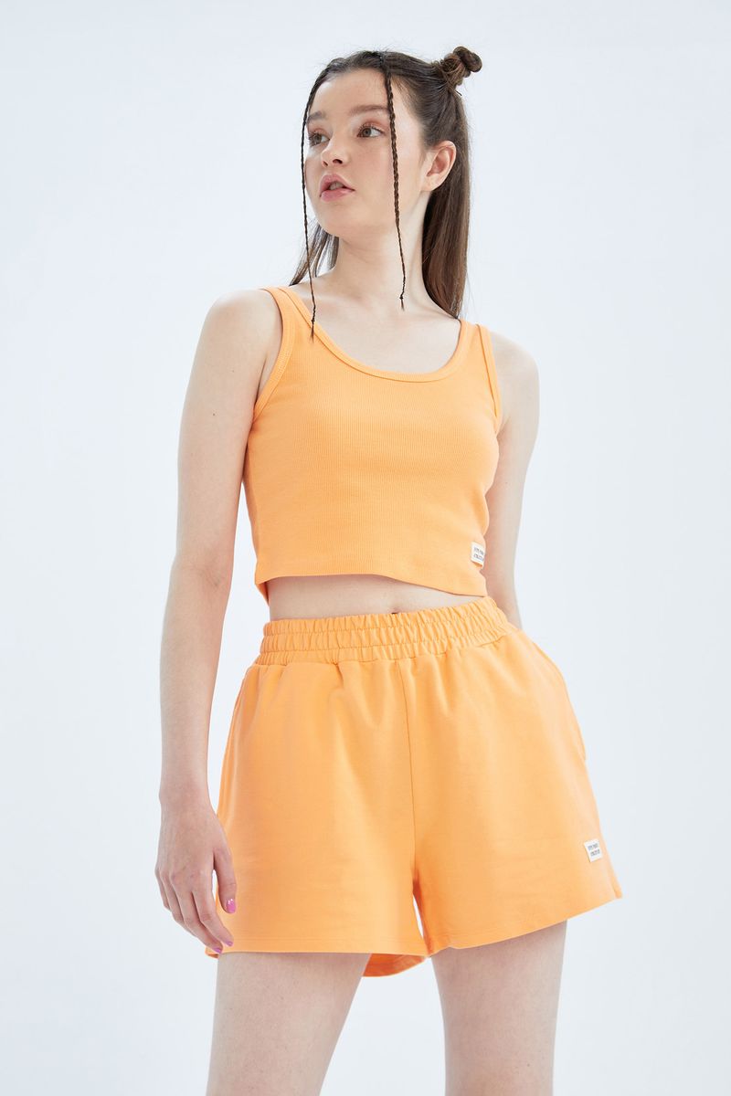 Women - Slim Fit Shorts -Orange
