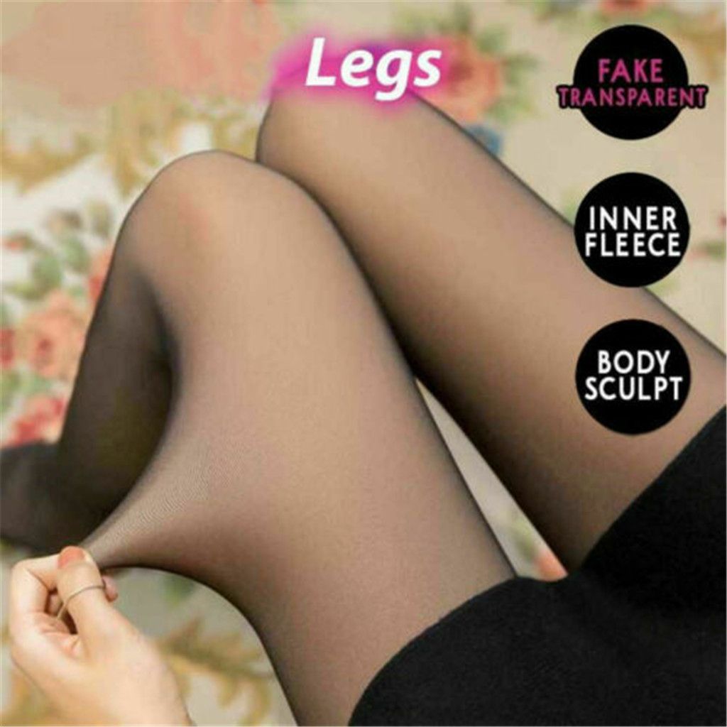 Winter Ladies Translucent Fake Thermal Slim Legs Warm Underwear Fleece Bottoms Warm Pantyhose BlackGrayCoffee Pants Original