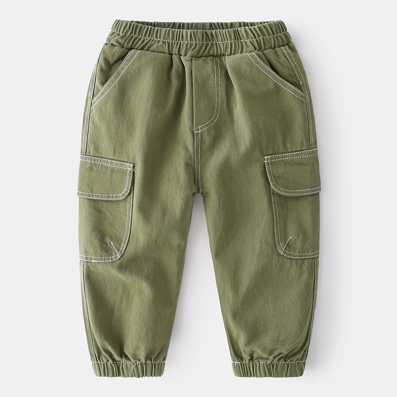 100% Cotton Kids Boys Casual Pants-Green