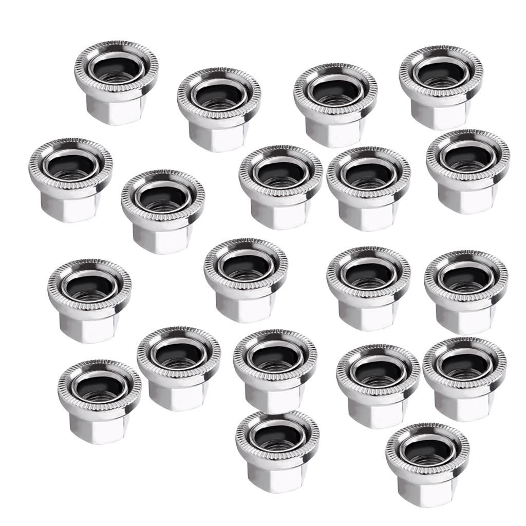 20pcs Stainless Steel Flange Nut M10 For Rear Hub MTB Road Bike Axle