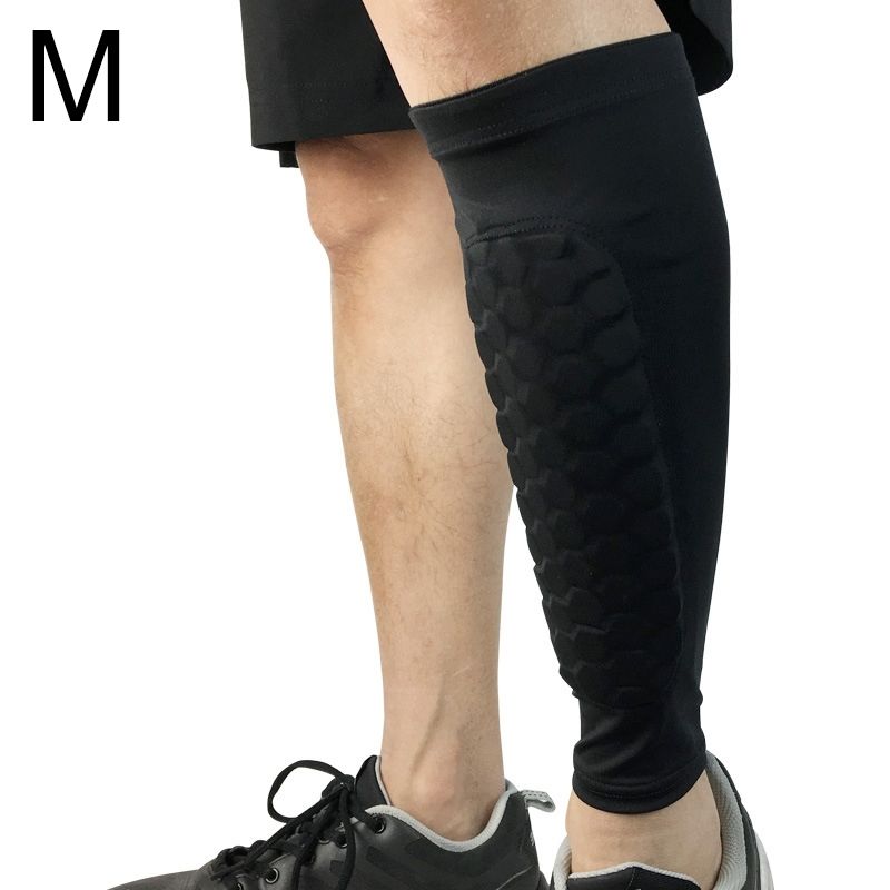 Football Anti-collision Leggings Outdoor Basketball Riding Mountaineering Ankle Protect Calf Socks Gear Protecter(Black Size: M)