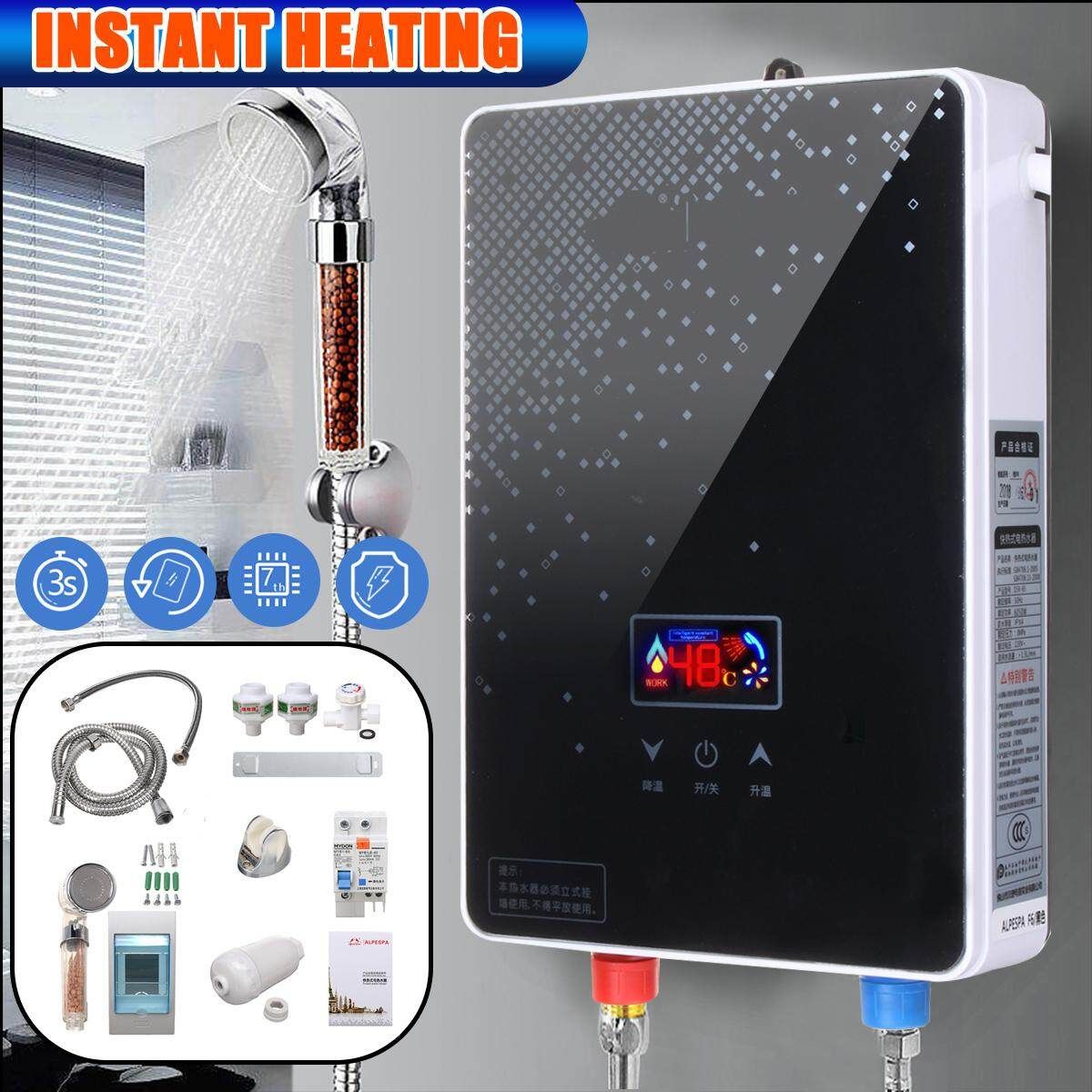 220v Electric Bathroom Shower Hot Water Instant Heater Purple/Gold/Black Black