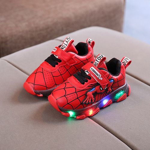 Children's Shoes [Luminous*Keep Warm*Leather Surface*Spiderman]-Red
