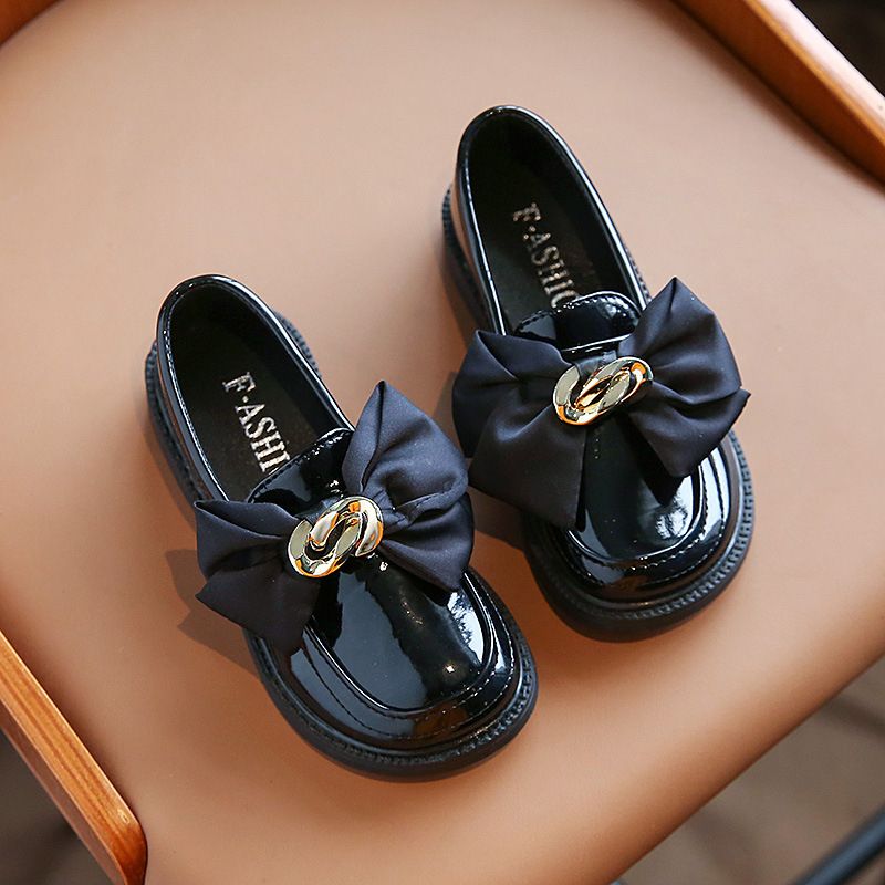 Square Mouth British Style Retro Loafers-Black