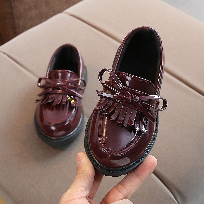 Children Leather Casual Shoes - Wine