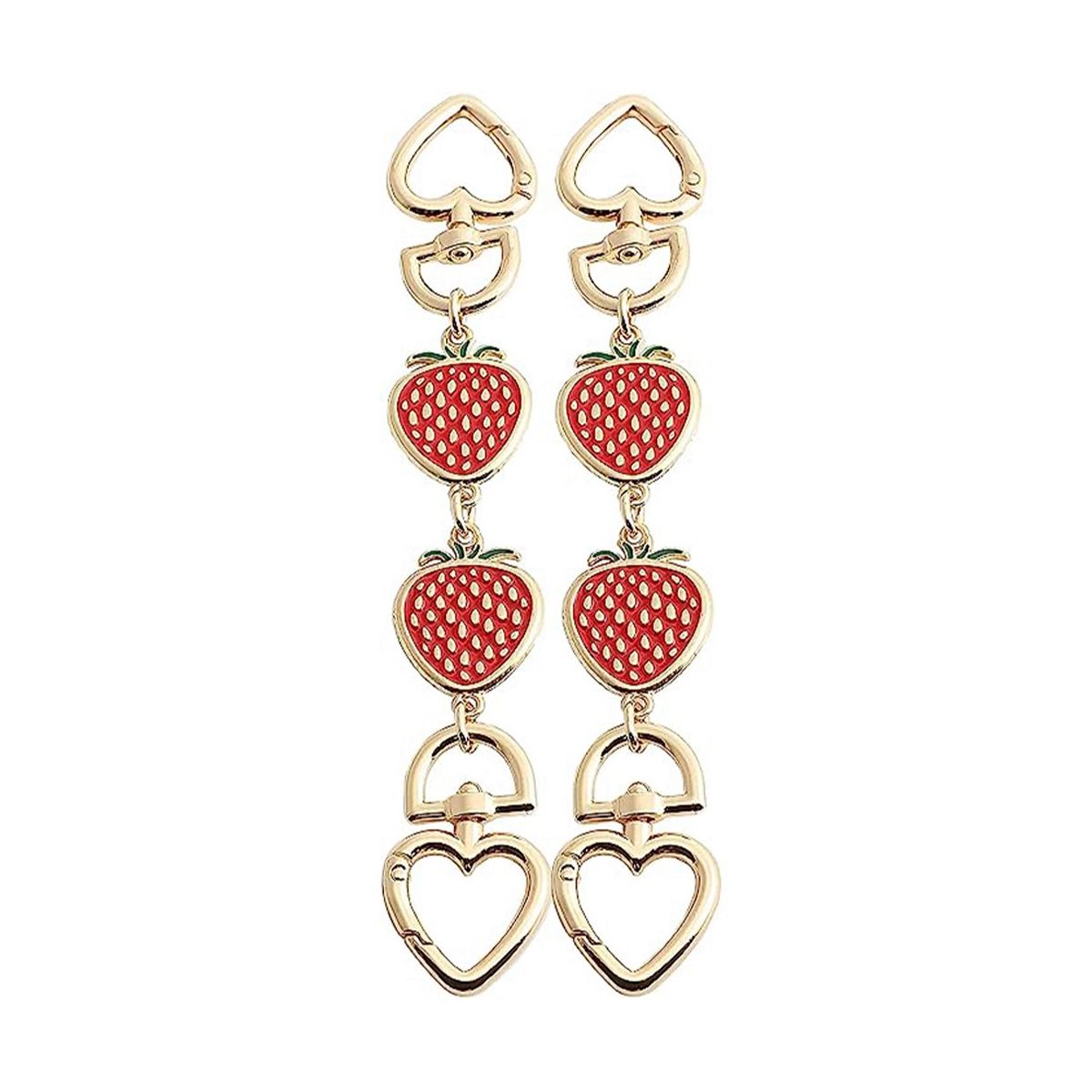 Purse ChainBag Extender Purse Chain Strap for Women Bags Purse Shoulder Belt Chain Red Strawberry Heart 2Pcs