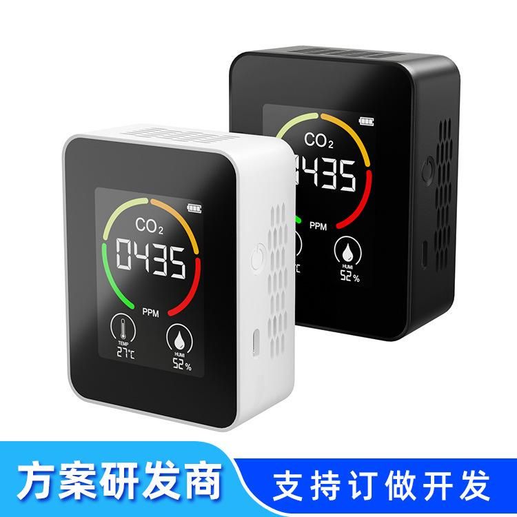 Carbon Dioxide Detector CO2 Detector Indoor Temperature and Humidity Automatic Calibration Air Quality Monitor 2 Semiconductor sensor (white)