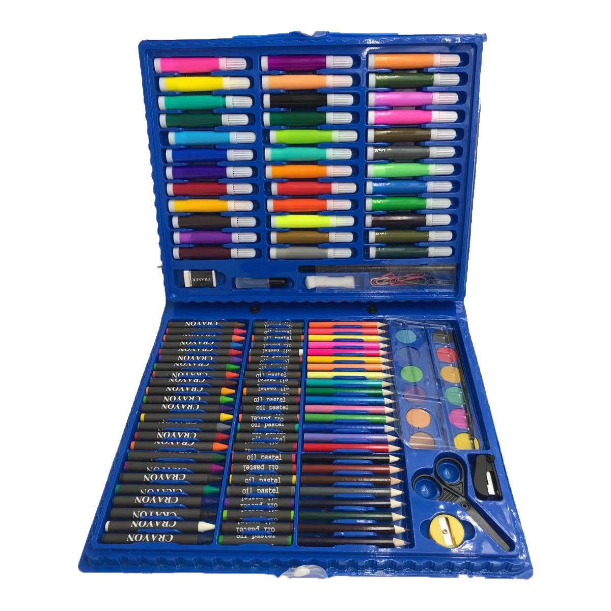 150PCS Colored Pencil Artist Kit Pen Brush Drawing Tools Set Kindergarten Supplies Crayon Marker Black