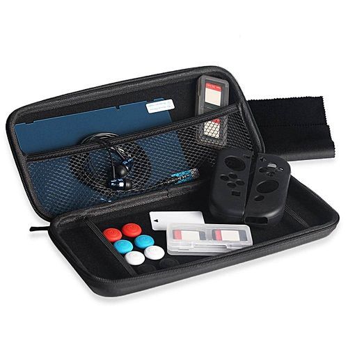 Portbable 13 In 1 Accessory Bundle Set Wired Headphone Screen Protector Film Game Card Case Thumb Grip Stick Caps Cover With Carrying Case For Nintendo Switch Left Right Joy-Con Controller