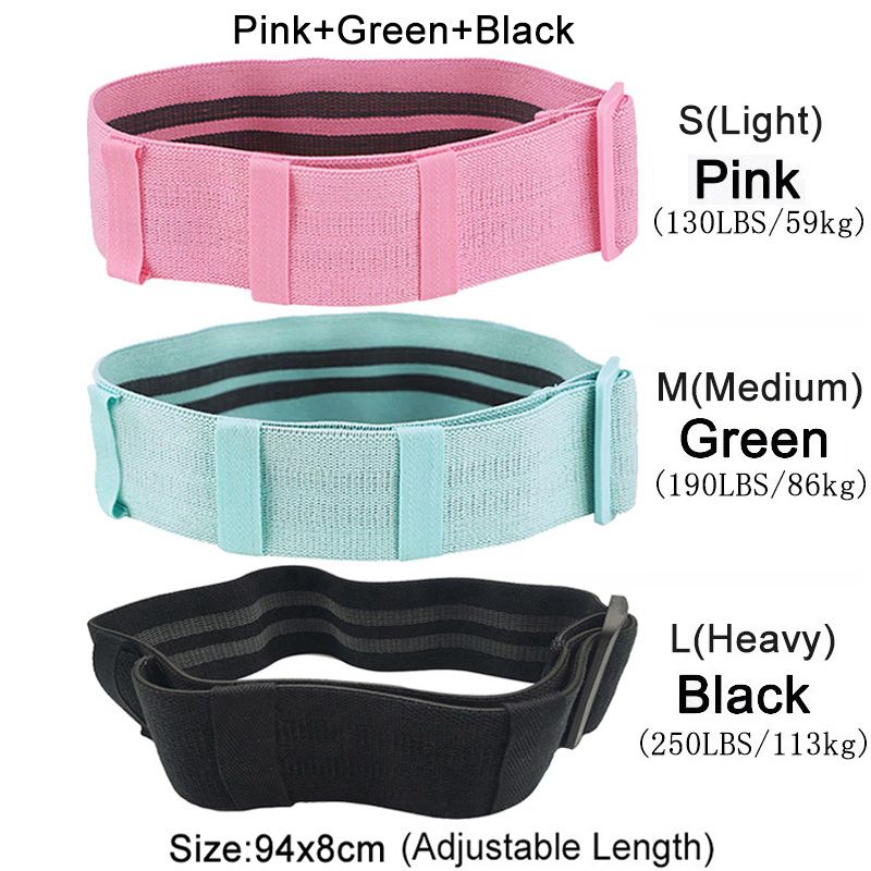 3 Level Sets Resistance Bands Hip Glute Bands Anti Slip Workout Pilates Pull Rope-3pcs Set