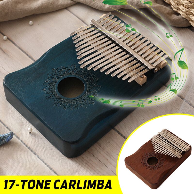 17 Keys Kalimba Finger Piano Mahogany Wood Acoustic Thumb Piano Music Instrument Gift For Kids And Adults Beginners Blue
