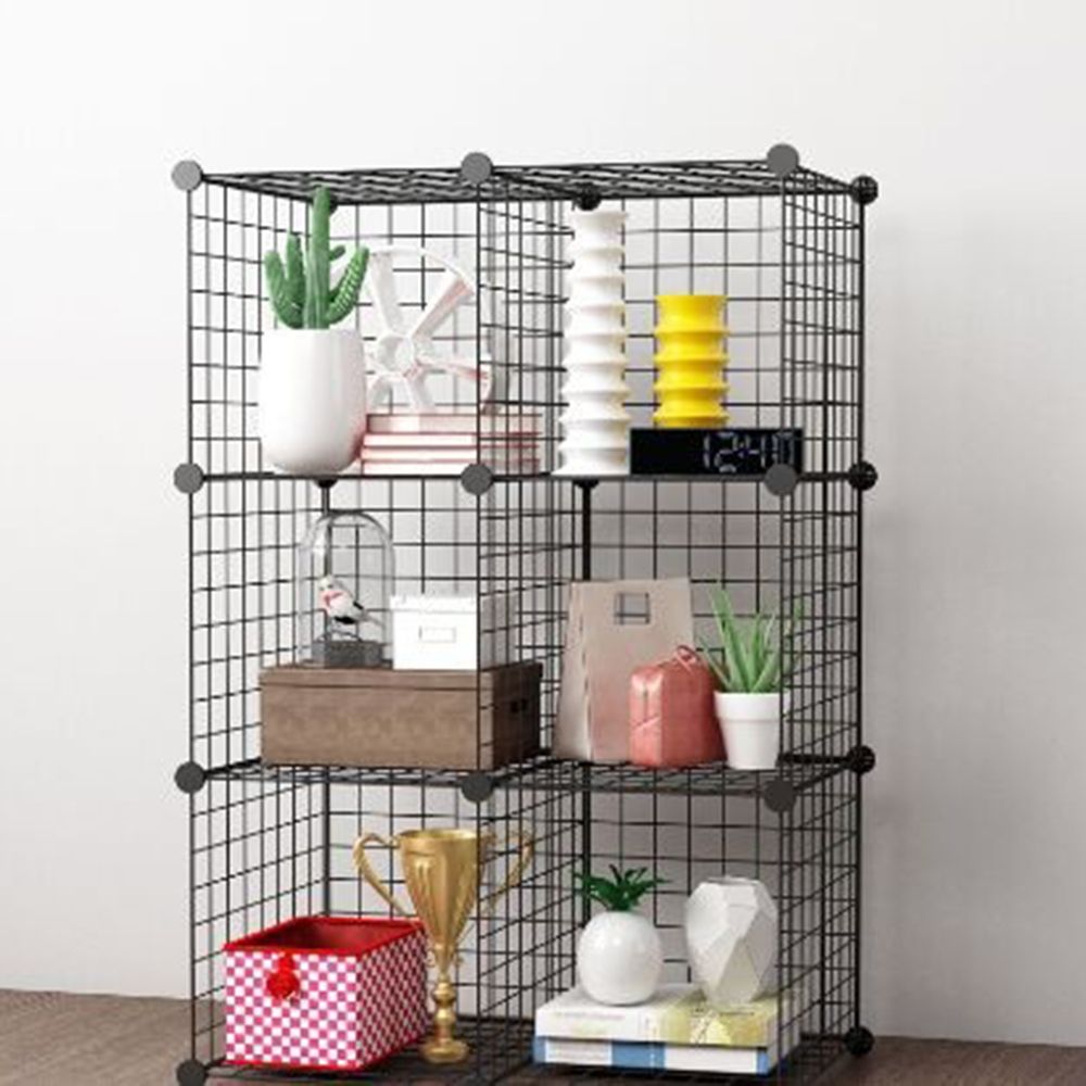 Black Organizing Bookrack Simply Constructed Steel Wire Mesh