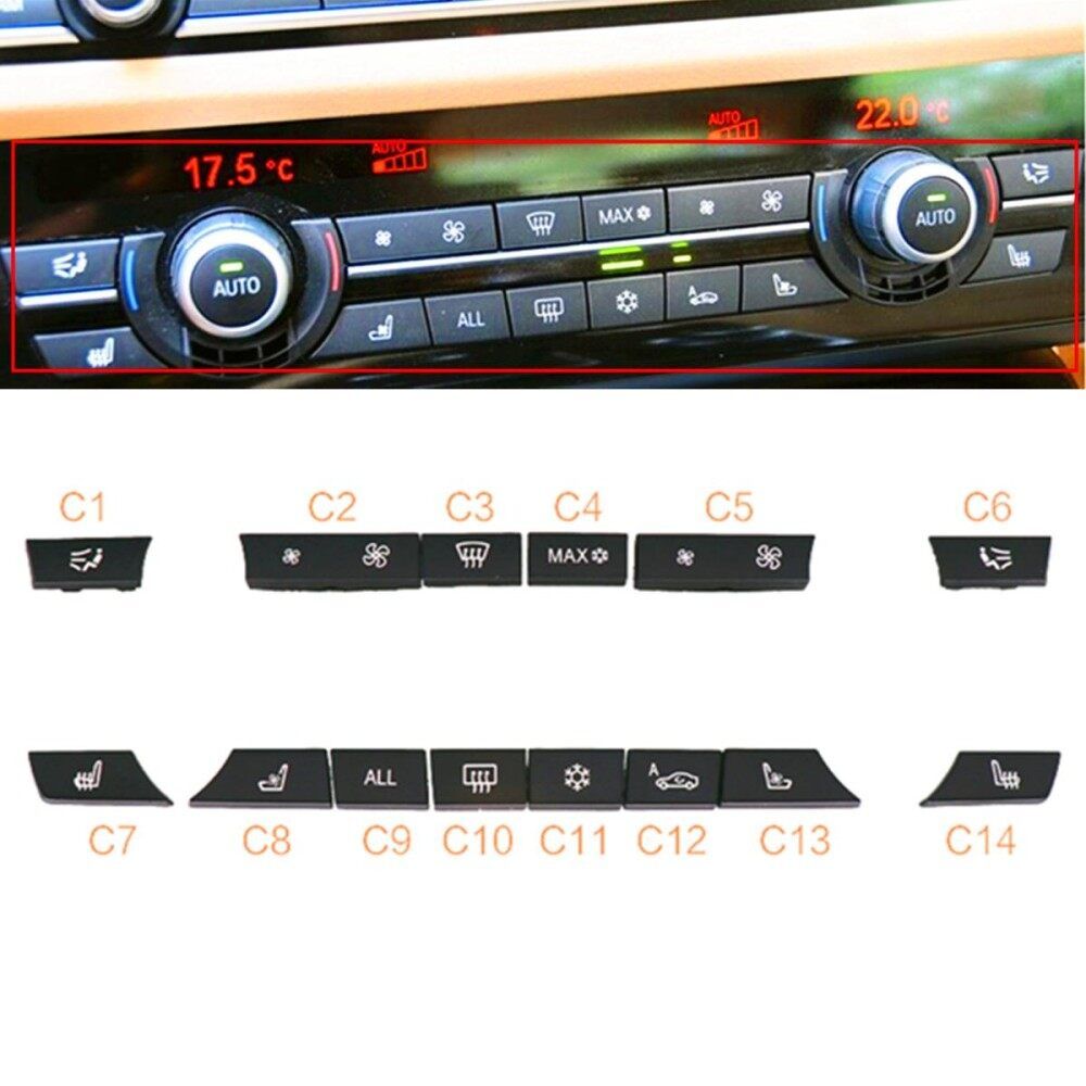 Set 14 Button Key Caps Repair Kit A/ Heater Switch For BMW 5 6 7 F10 F01 F12