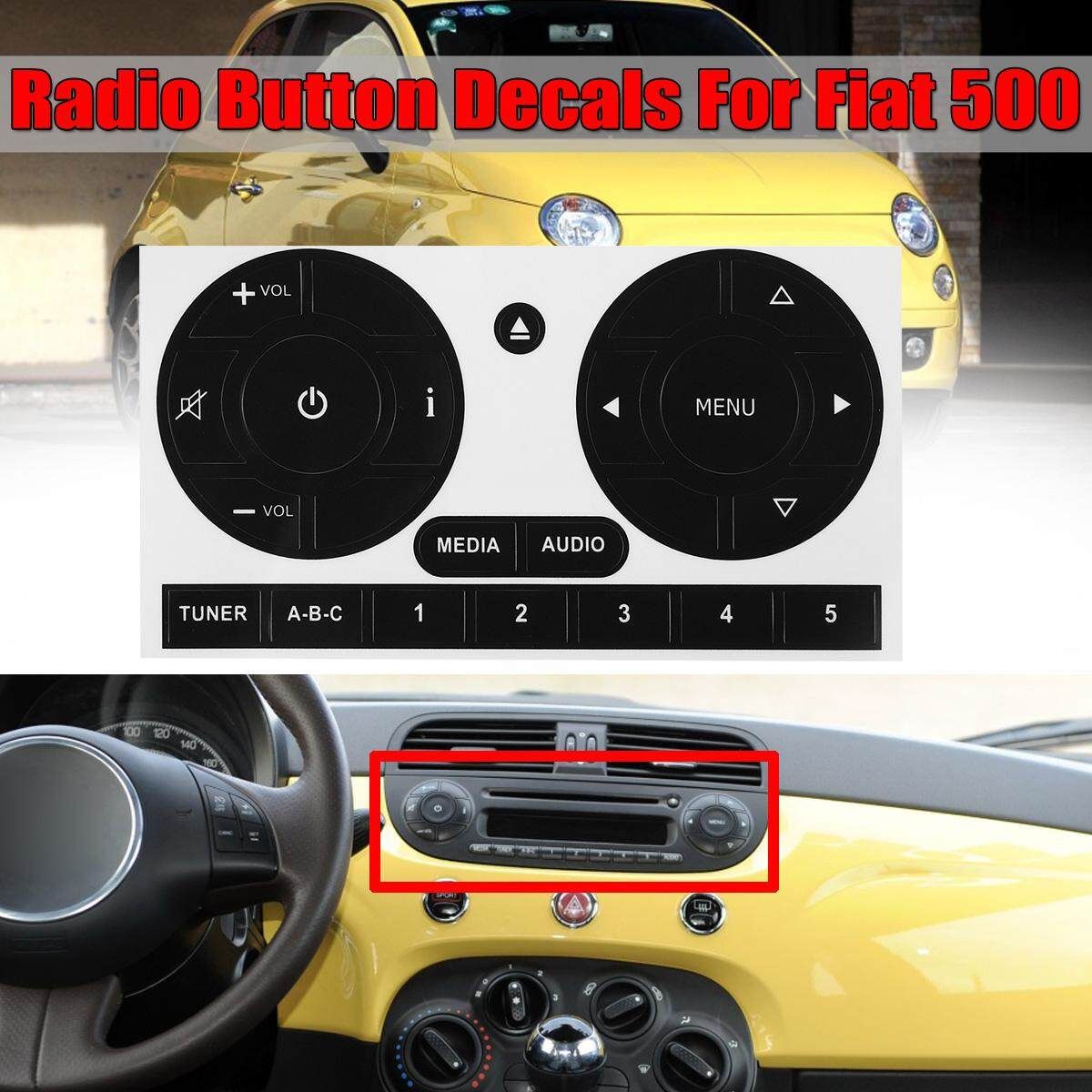 Radio Stereo Media Audio Worn Peeling Button Repair Decal Sticker For Fiat 500