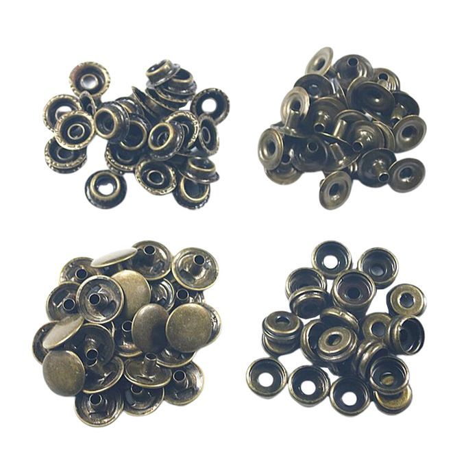 50x Snap Fasteners Press Stud Buttons For Leather Jacket Jeans Brass