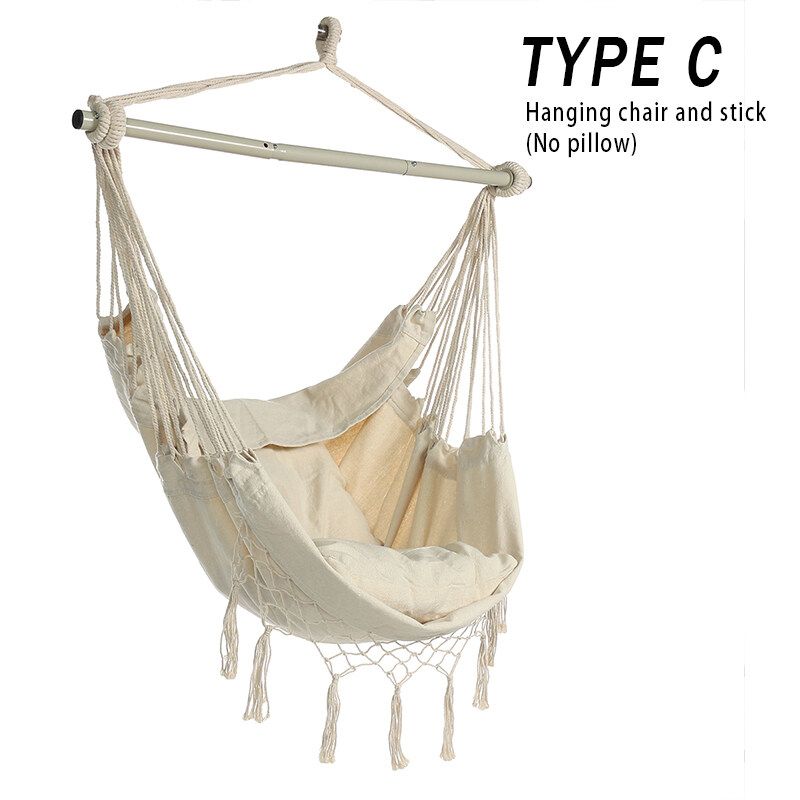 Garden Camping Swing Hammock Canvas Bed Lightweight Outdoor Travel Hang Chair 1pc Chair+Stick