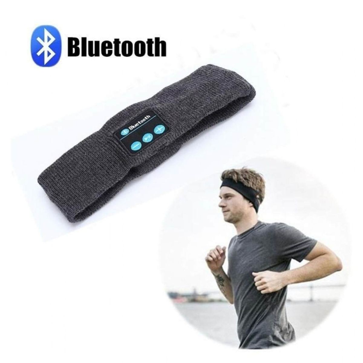 Bluetooth Knit Headband Sweatband Wireless Headphone HeadsetDarkGrey  BDZ