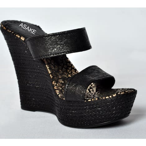 Fashion Wedge Slippers - Black