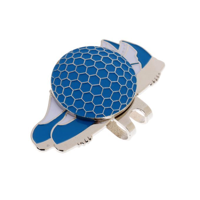 Lightweight Stainless Steel Shoe Design Golf Hat Clip & Ball Blue