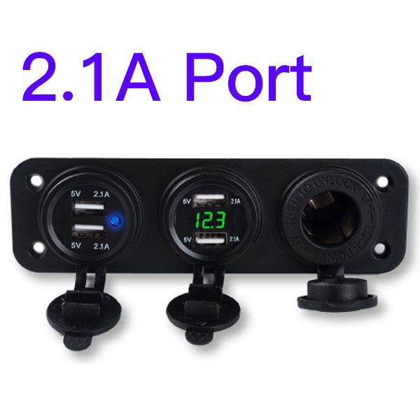 （TU-TWU-Y 2.1A）Fast QC3.0 Phone Charger Adapter Cigarette  In The Car Usb Connector Voltmeter 4 Port Panel 12V Automotive USB Socket Kit