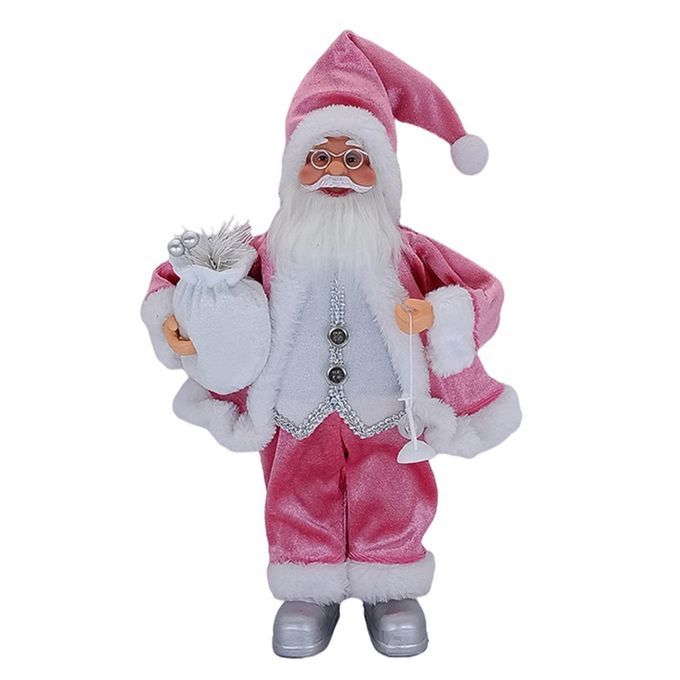Santa Claus Doll Christmas Stand Holiday Figurine Collection Pink