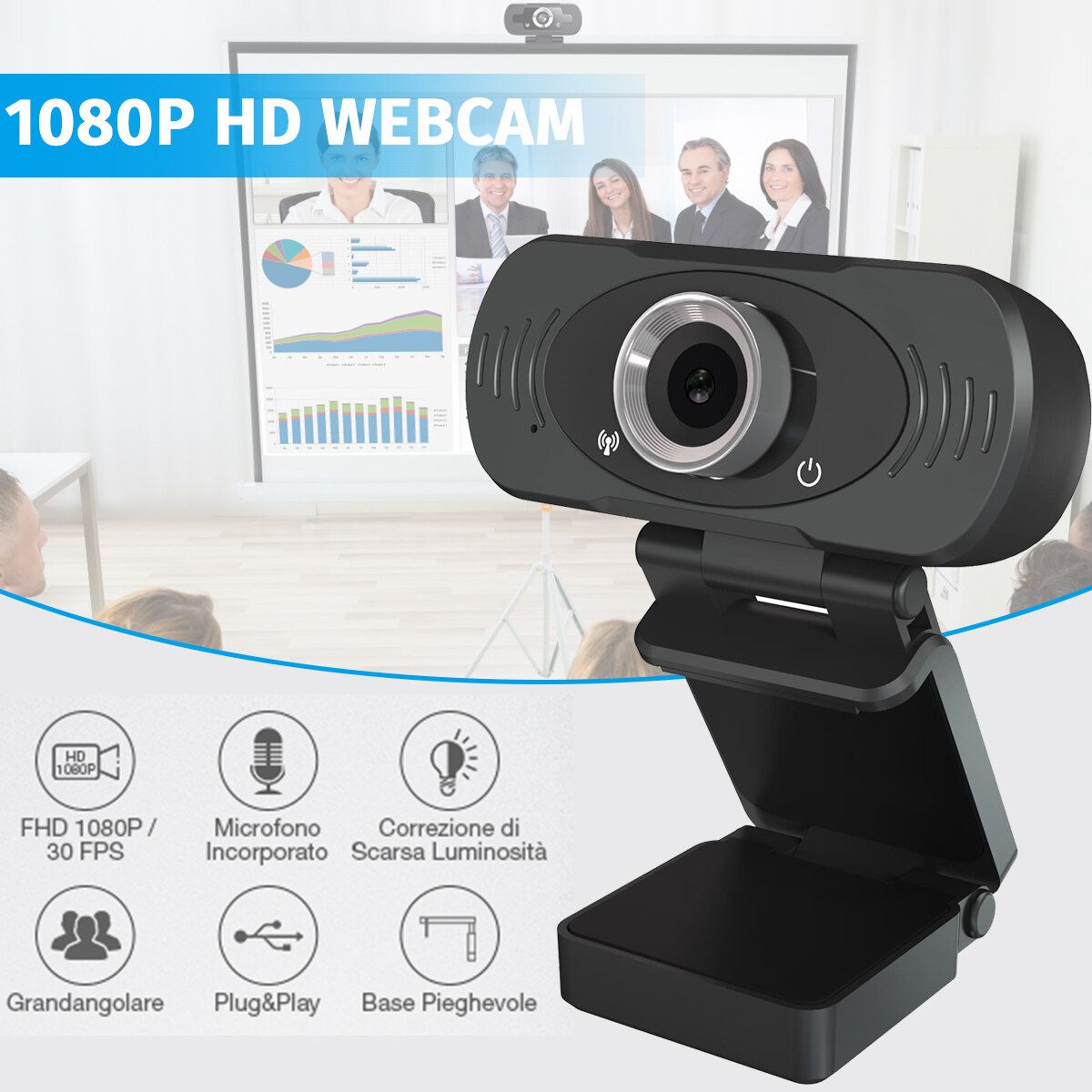 1080P HD Webcam Built-in Microphone For Desktop PC Laptop Computer Black