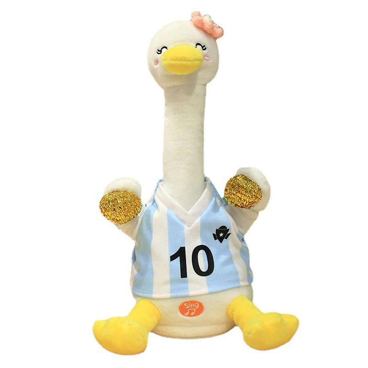 30cm Plush Duck Doll Electric Chick Giraffe Duck Plush Toy Mascot Doll Light Blue