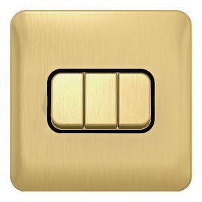 Lisse - 3 Gang 2 Way - 10AX Satin Brass With Black Interior
