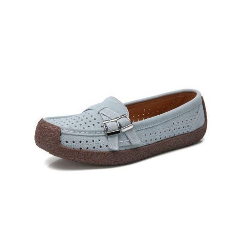 EUR Size 35-41 High Quality Flats Women Suede Leather Flats Shoes Handmade Comfort Loafers Grey