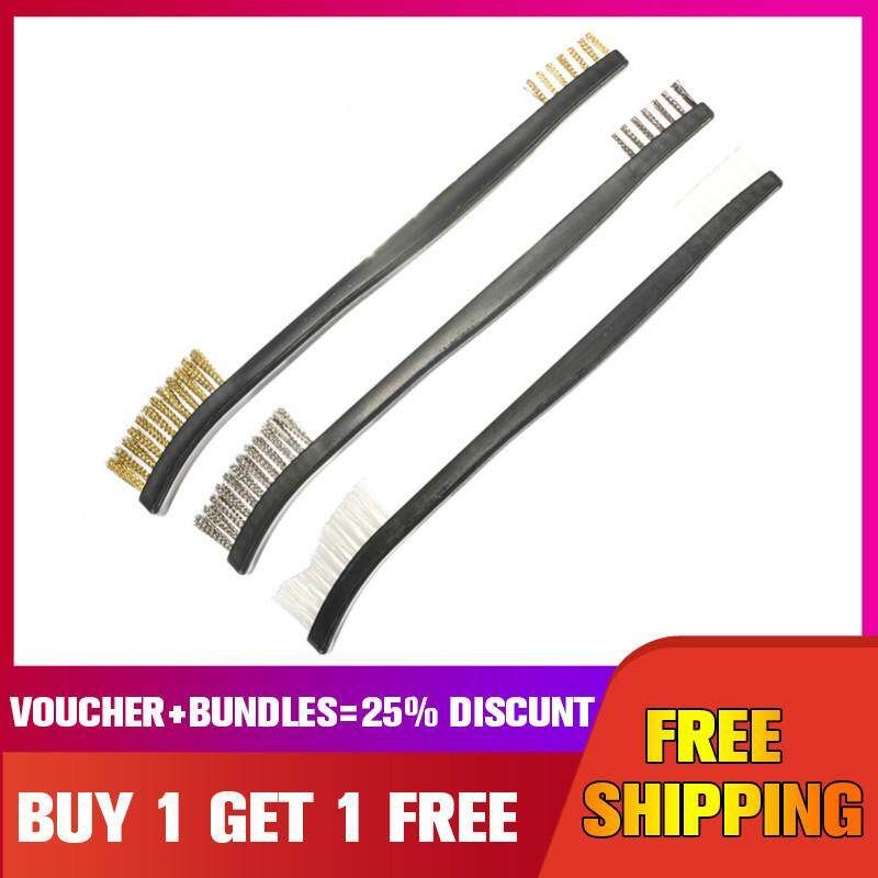 3Pcs Brush Kit Double End Steel Wire Brush Copper Wire Brush Nylon Brush