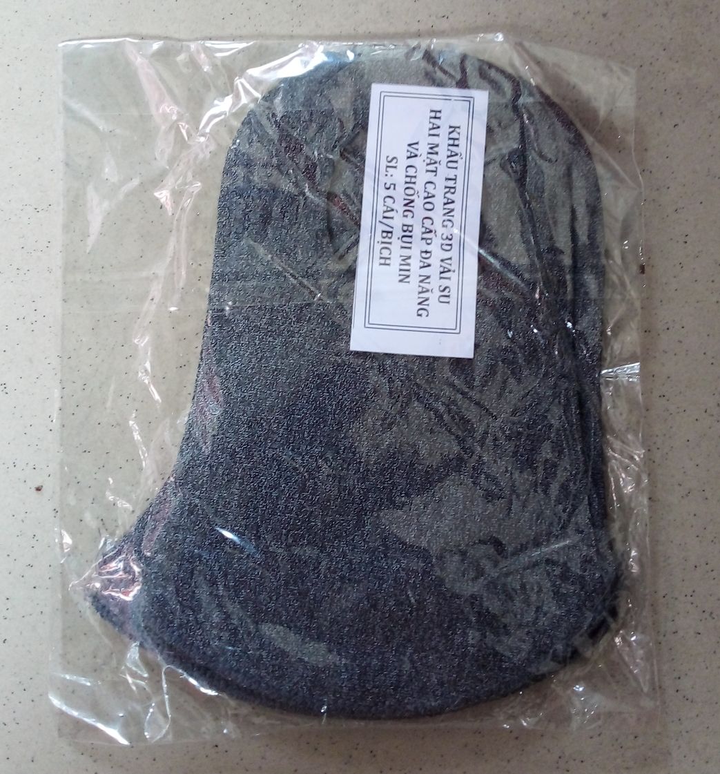 5PIECE ELASTIC FABRIC FACE MASK, ASH