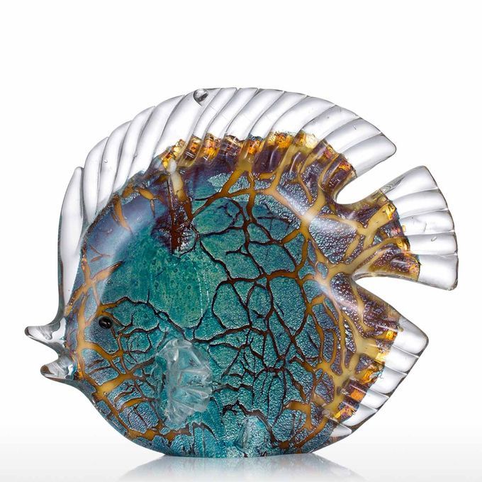 Colorful Spotted Tropical Fish Tooarts Glass Sculpture Home-