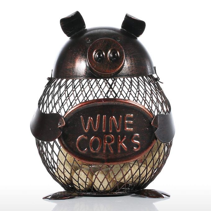 Tooarts Lovely Piggy  Cork Container Home Decor Metal-