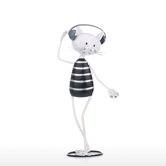 Tooarts Cartoon Cat Sculpture Modern Iron Ornament Funny-