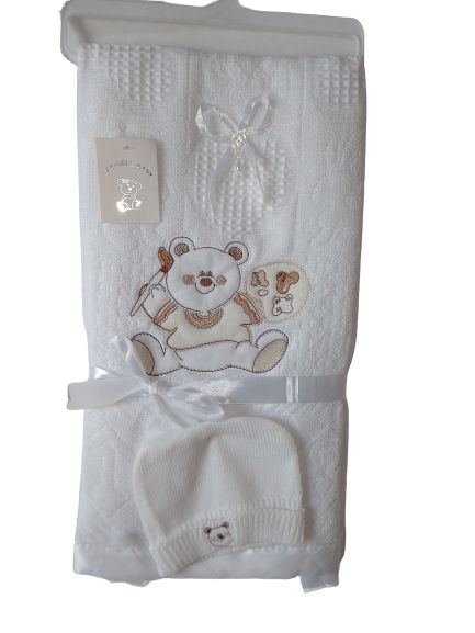 Baby Christening Shawl And Cap Set