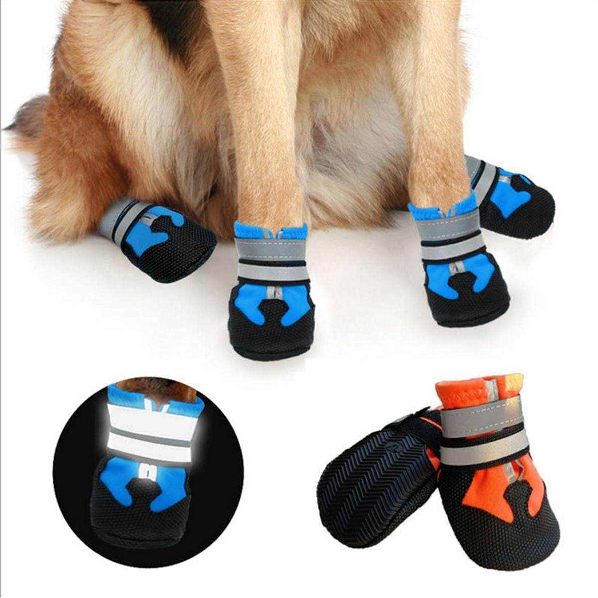 Anti-Slip Large Dog Booties Waterproof Paw Protectors Dog Shoes Adjustable S-2XL Orange Orange XL