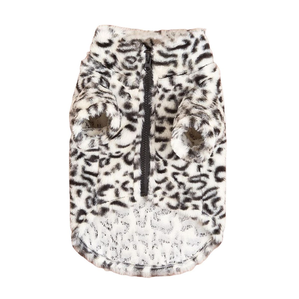 Dog Sweatshirt Leopard Print Small Dog Cats Fleece Jacket Black White