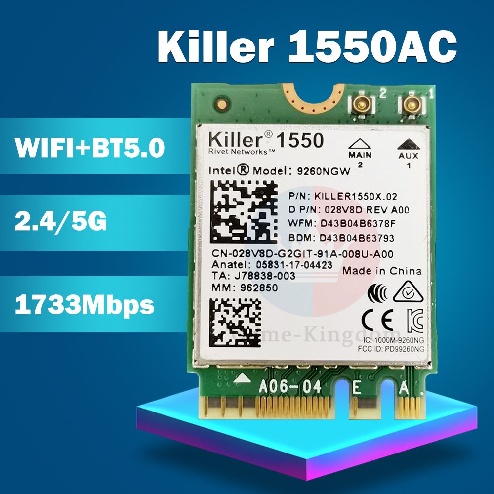 WiFi-card 9260AC For Killer 1550 Intel 9260 9260NGW NGFF