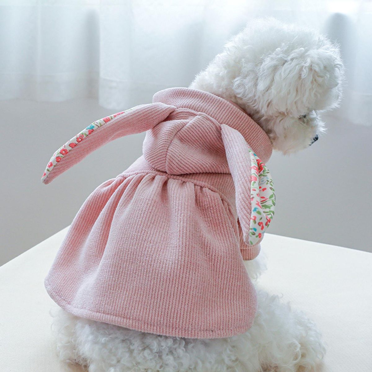 Puppy Dress Solid Color Buttons Pet Dress Pink