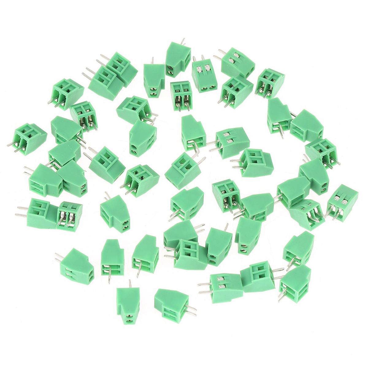50Pcs Screw Terminal Blocks 2.54mm Pitch 2 Pole 2 Pin Wire