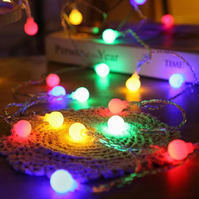 LED Star Light String Bubble Ball Dormitory Bedroom Color Lamp Room Curtain Fairy Cute Decoration Outdoor Balcony Gypsophila-Colored Balls-USB-10m-