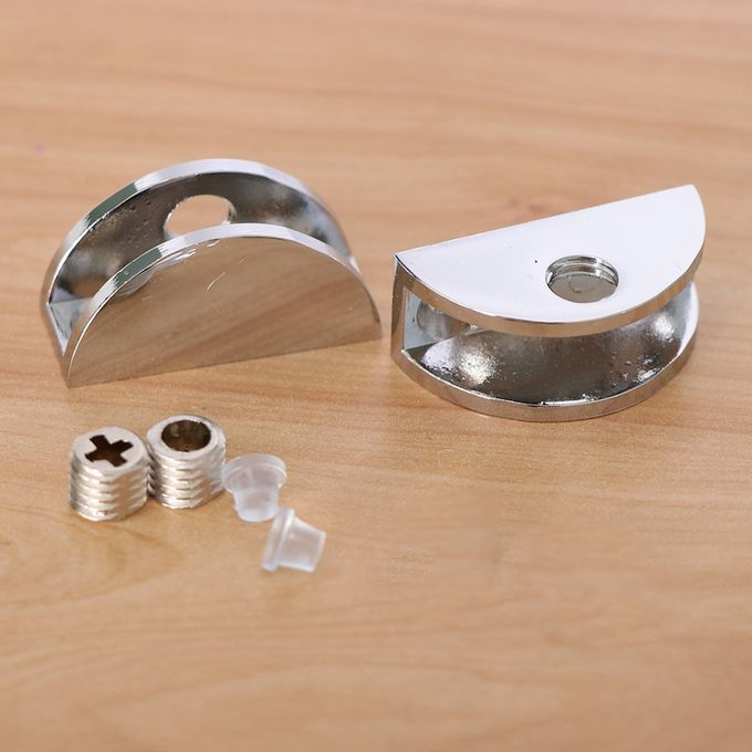 2 Pack Adjustable Glass Alloy Polished Shelf Support Clamp 6-8mm