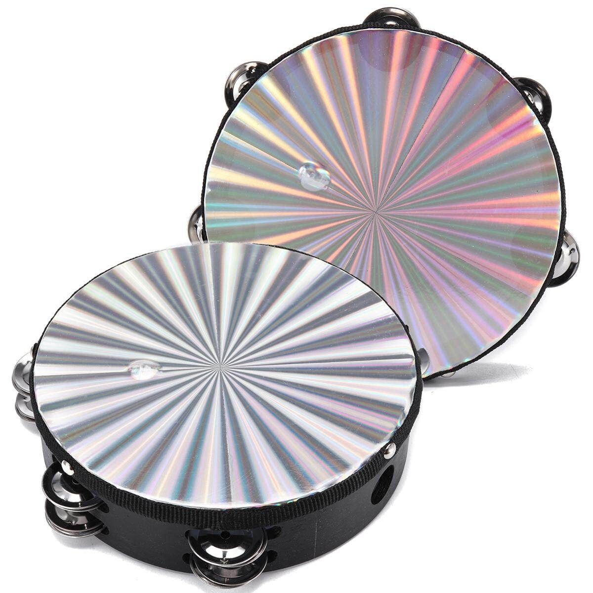 8 Inch Reflective Tambourine Percussion Double Row-Stock Church Band Music Party Gift