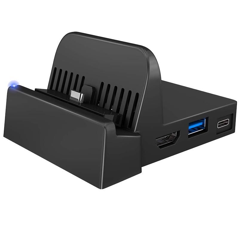 Portable Mini Switch TV Docking Station Charging Stand Replacement for Nintendo Switch Dock Set, Compact Switch to HDMI with Extra 1Pcs USB 3.0 Port