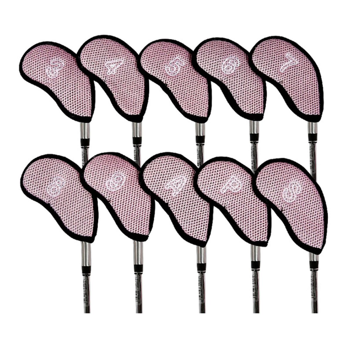 10Pcs Golf Protective Covers Golf Iron Head Covers Protectors Decors Pink