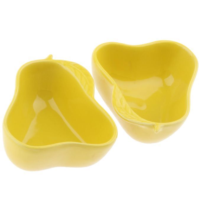 2x,Crates Squirrels Parrot Cage Feeder Pet Food Water Bowl Pear_Yellow