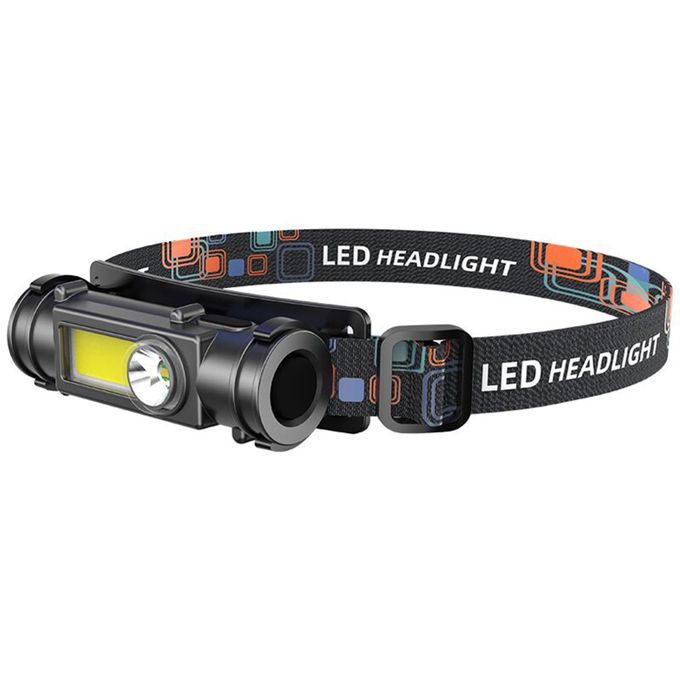 LED Headworn Strong Flashlight With Rechargeable - Black