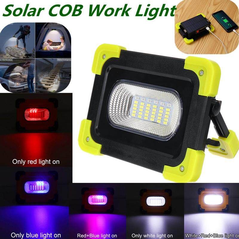 Portable 200W 2000LM COB 36 LED Solar Powered Work Light 3 Modes Floodlight Lantern Hanging Tent Lights USB Rechargeable Emergency Lamp Outdoor Camping Green