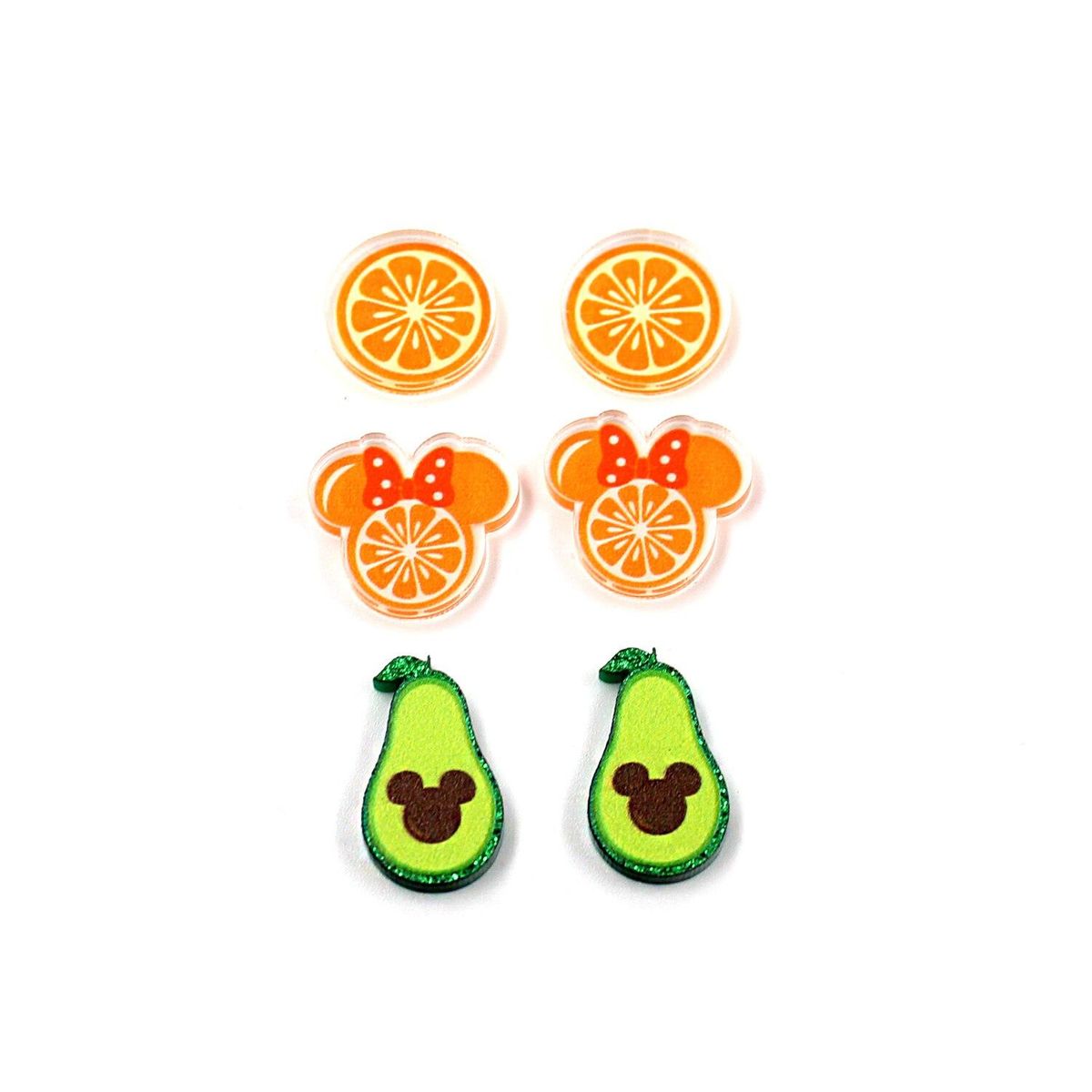 Set of 10  Acrylic Mouse orange avocado and For Earrings Flat back Laser Cut fruit Jewelry Accessories
